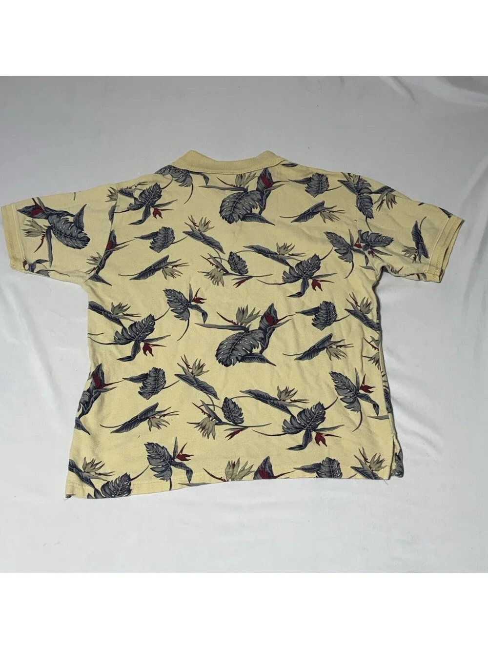 Vintage Cherokee Brand Golf Polo, Yellow, Floral, Size Medium